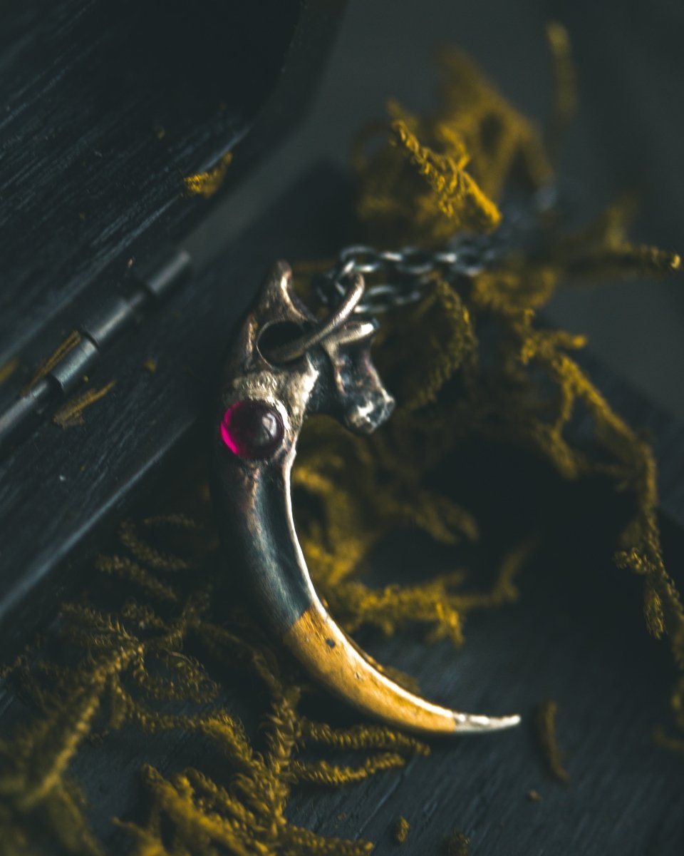 Raven Claw Pendant with Rare Neon Rhodolite Garnet: A Talisman of Shadow, Insight, and Fierce Protection - Machinations