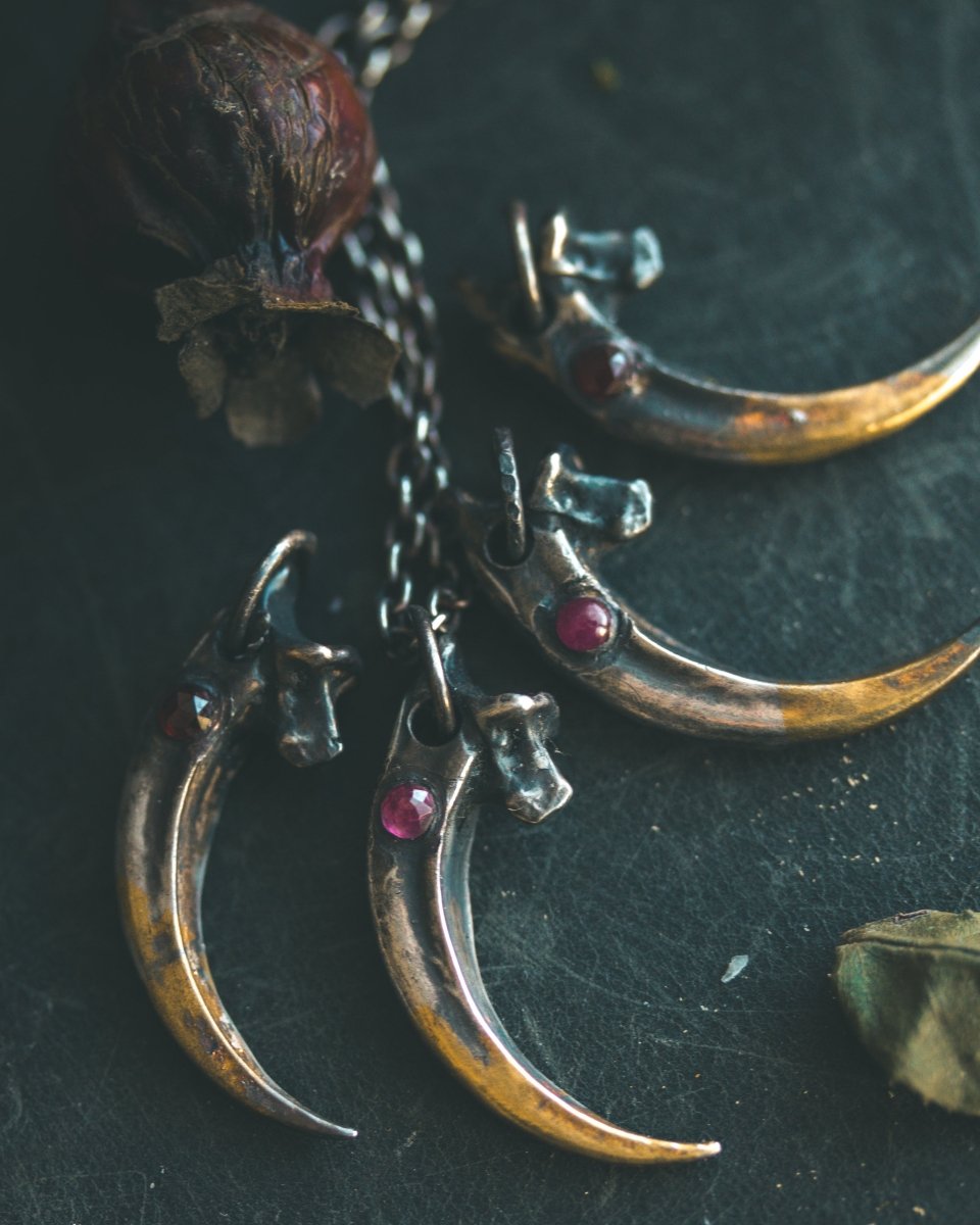 Raven Claw Pendant with Rare Neon Rhodolite Garnet: A Talisman of Shadow, Insight, and Fierce Protection (Copy) - Machinations