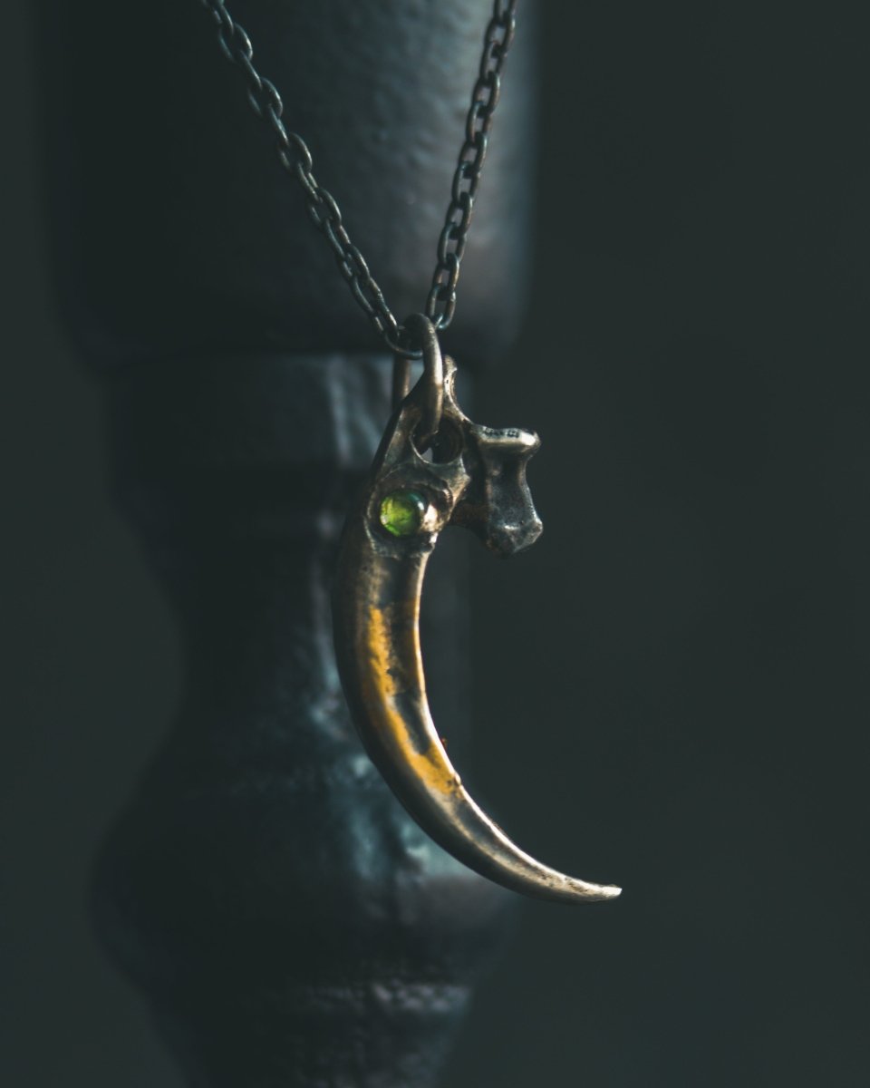 Raven Claw Pendant with Rare Tsavorite Garnet – Sterling Silver | Talisman of Shadow, Insight, and Fierce Protection Only 1 Available – Ready to Ship - Machinations