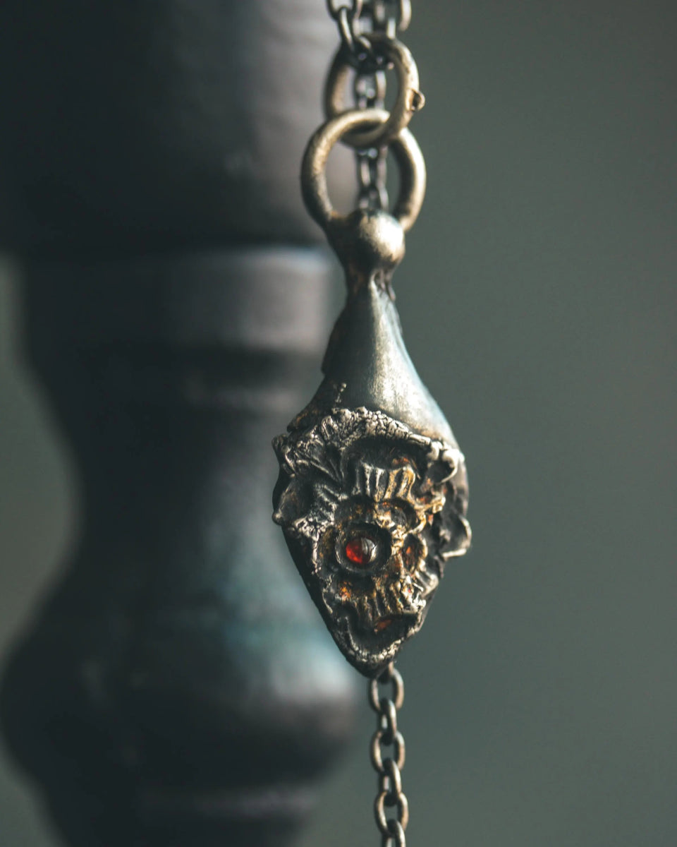 READY TO SHIP – Rose of Death Tarot Amulet with Almandine Garnet | Talisman of Strength and Transformation - Machinations