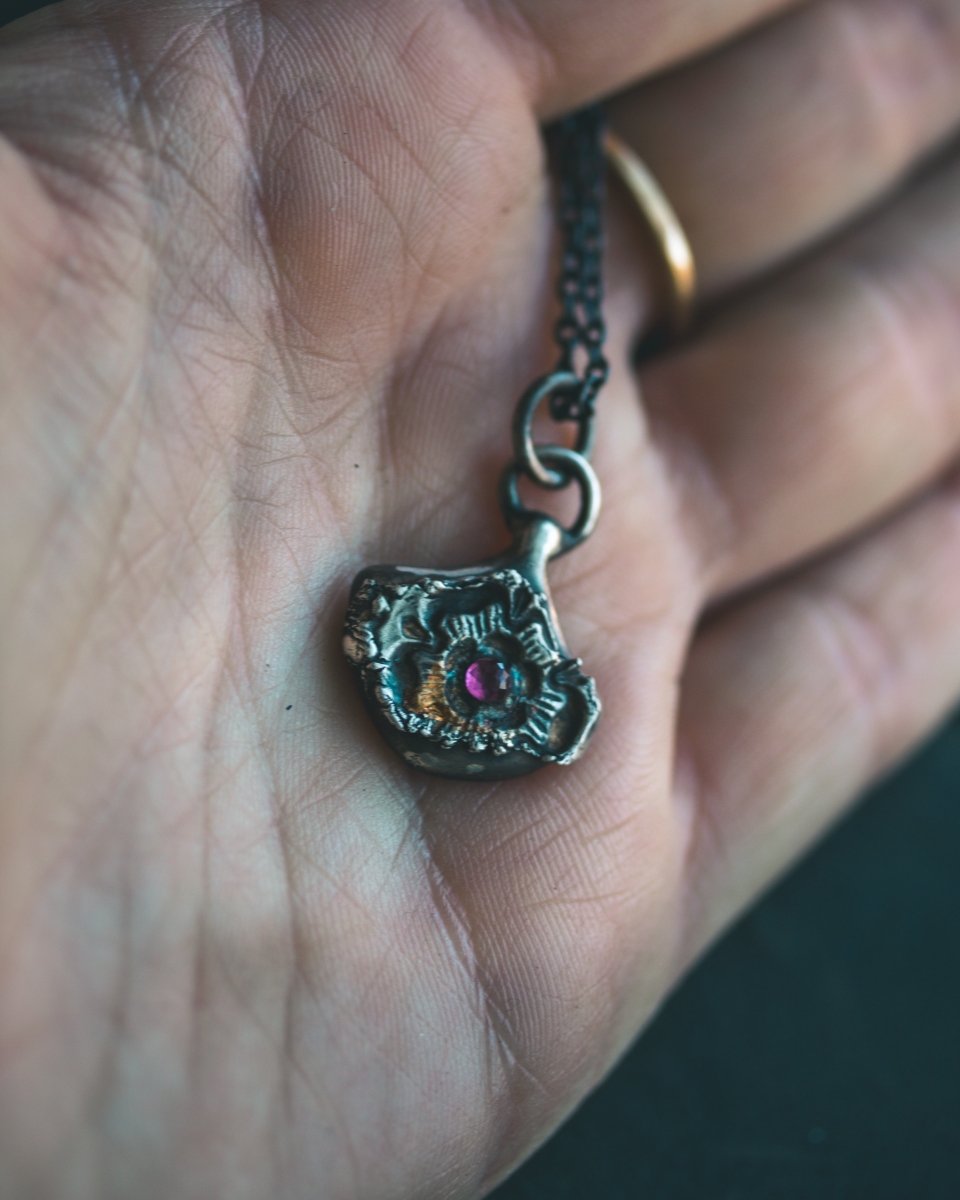 READY TO SHIP – Rose of Death Tarot Amulet with Rhodolite Garnet | Mother's Day Gift of Strength & Transformation (Copy) - Machinations