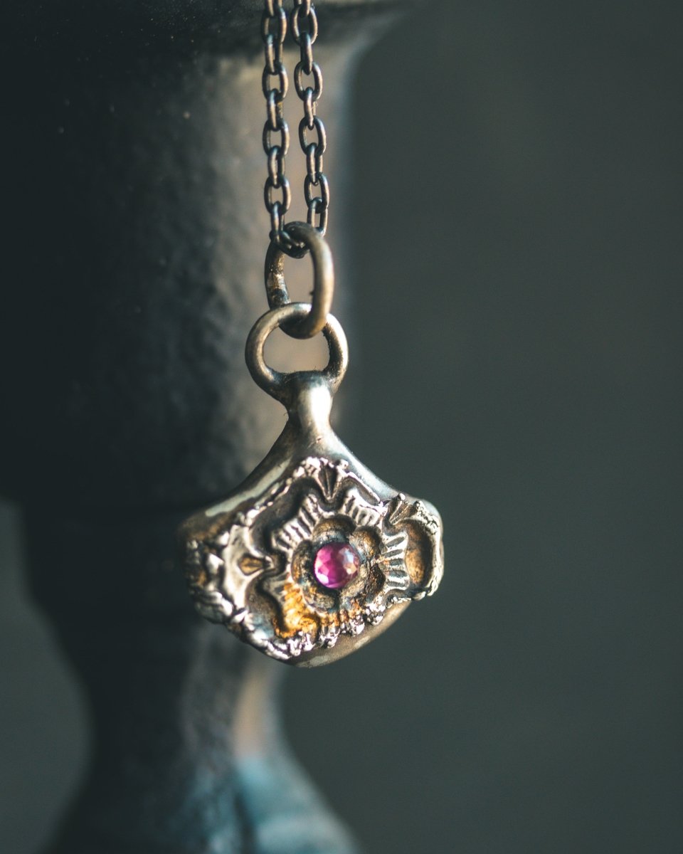 READY TO SHIP – Rose of Death Tarot Amulet with Rhodolite Garnet | Mother's Day Gift of Strength & Transformation (Copy) - Machinations