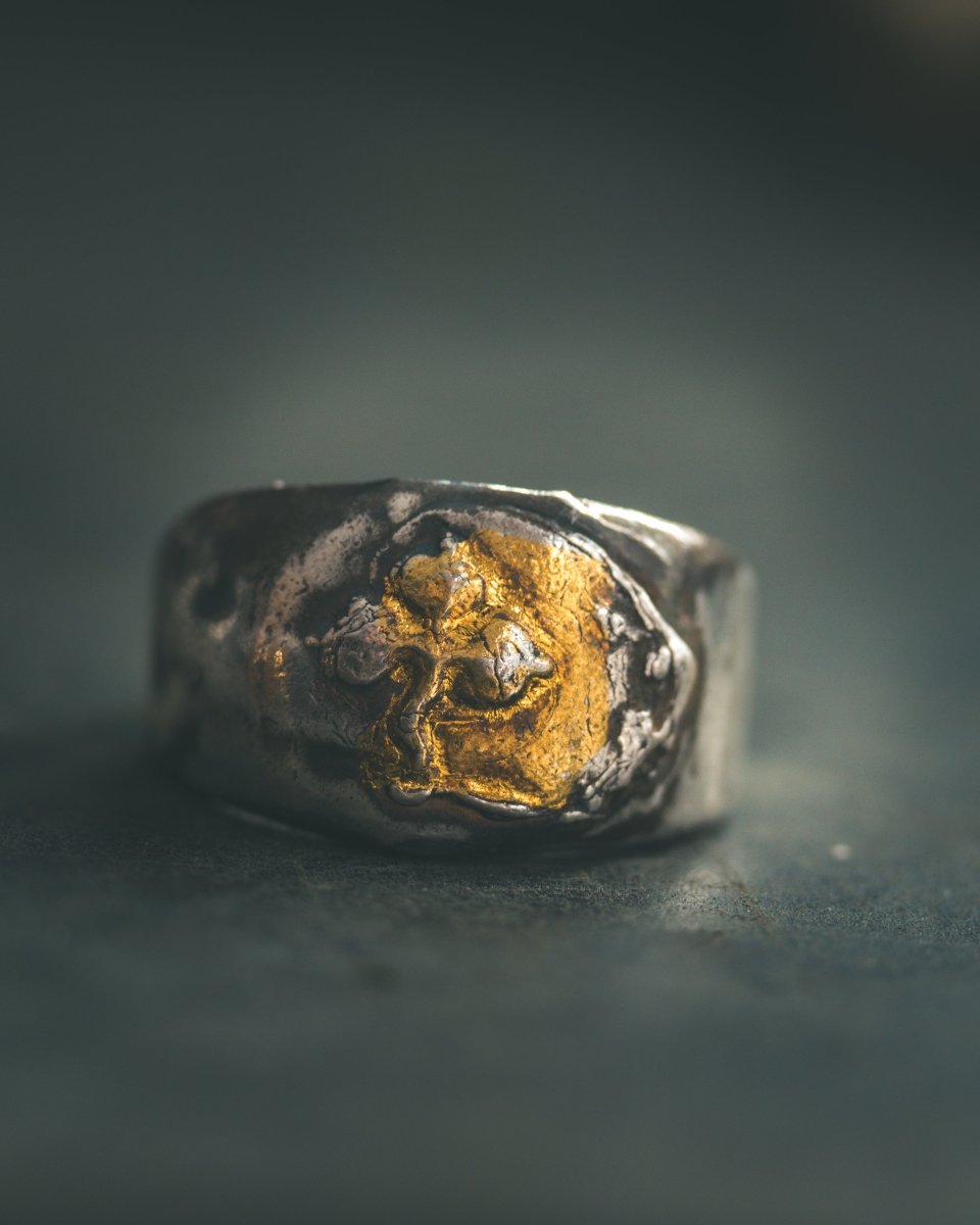 Shamrock Trinity Signet | Sterling Silver & 23K Gold | Sacred Symbol of Faith, Hope & Love - Machinations