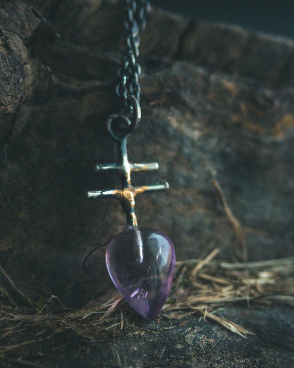Silver & Gold Leviathan Cross Pendant with Amethyst: A Symbol of Alchemy, Power & Spiritual Clarity - Machinations
