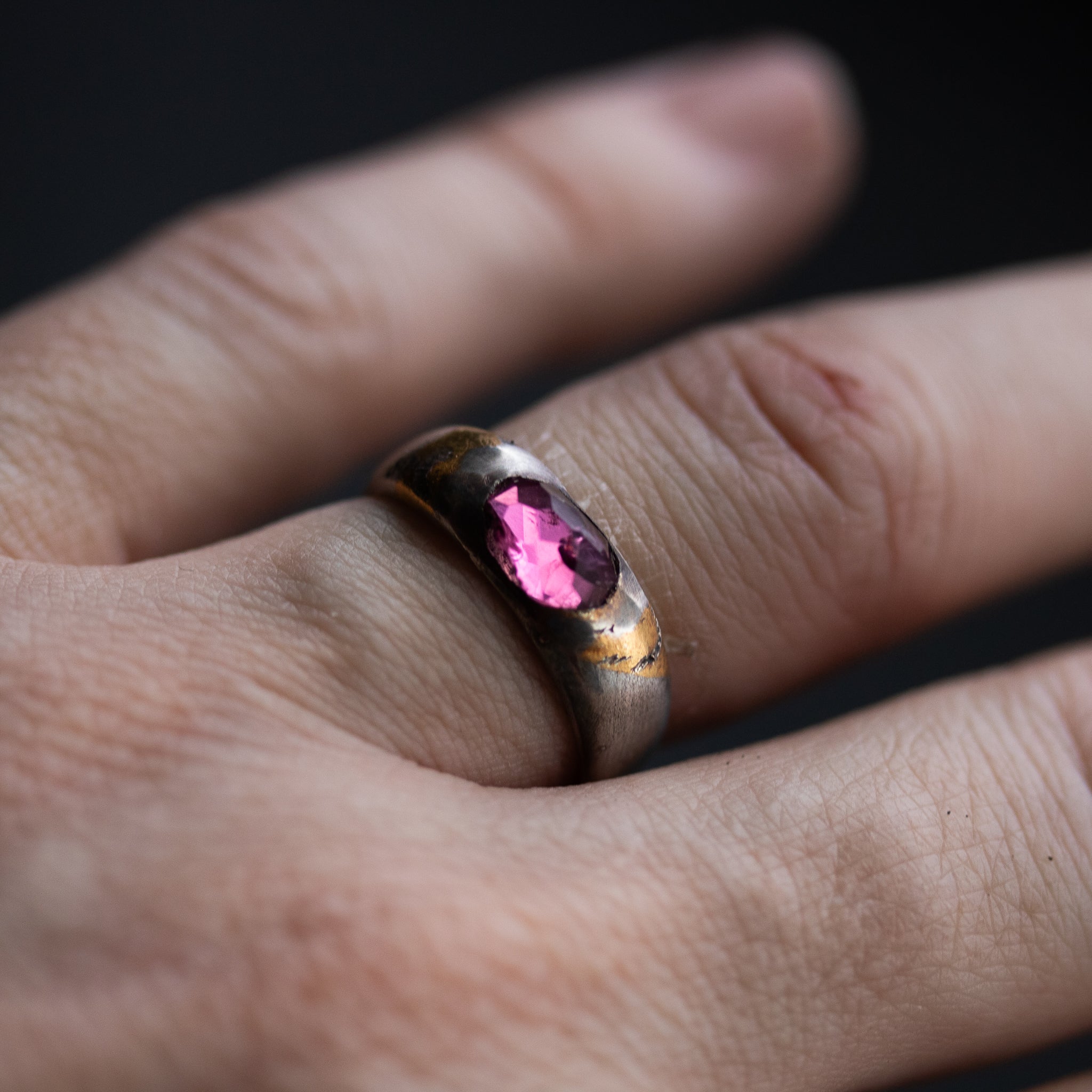 Stirrup Ring Pink Garnet limited edition - Machinations