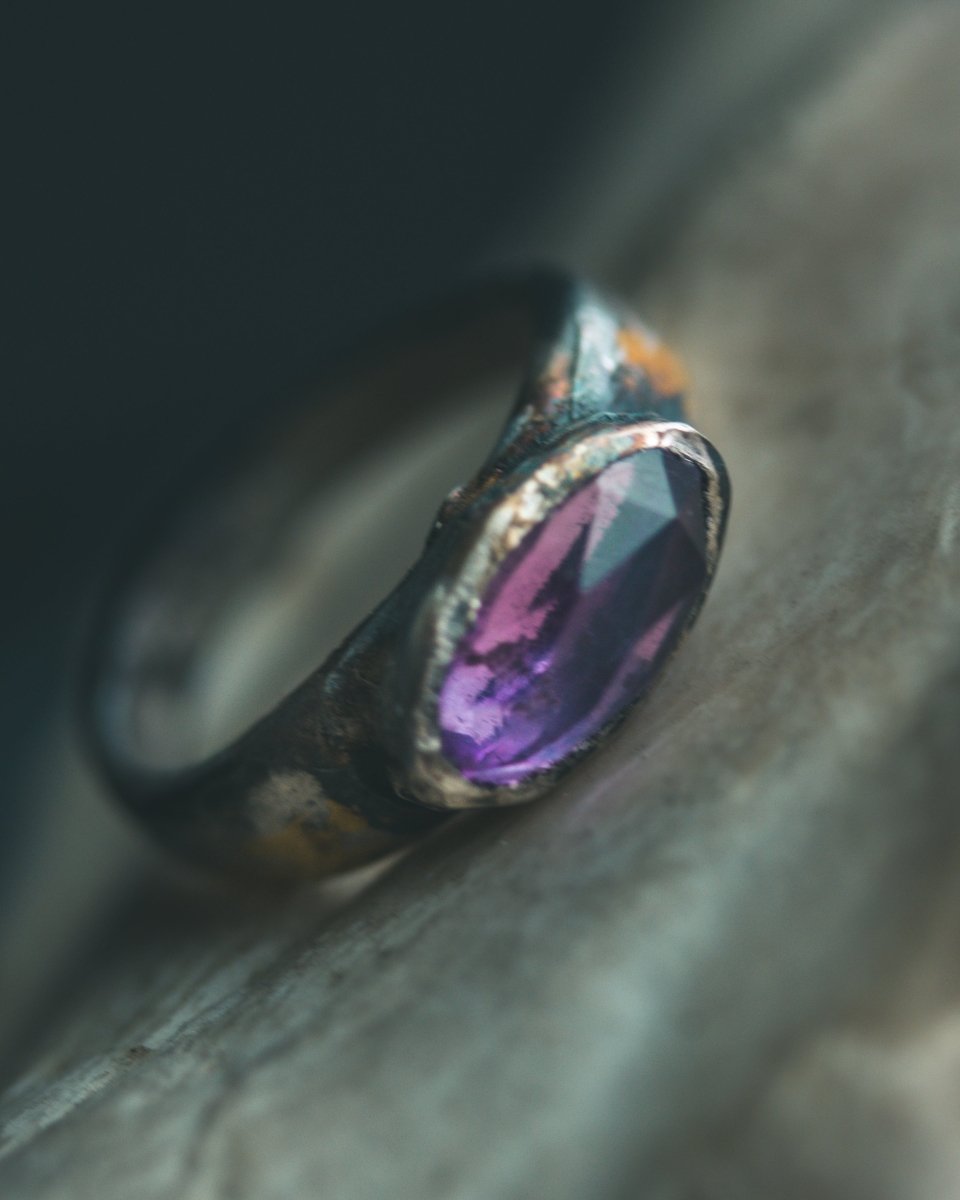 Stirrup Ring | Sterling Silver | 23K Gold | Amethyst - Machinations
