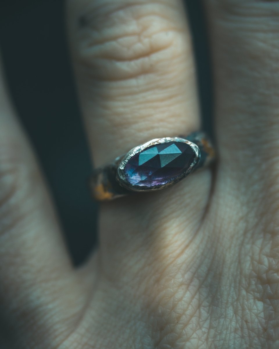 Stirrup Ring | Sterling Silver | 23K Gold | Amethyst - Machinations