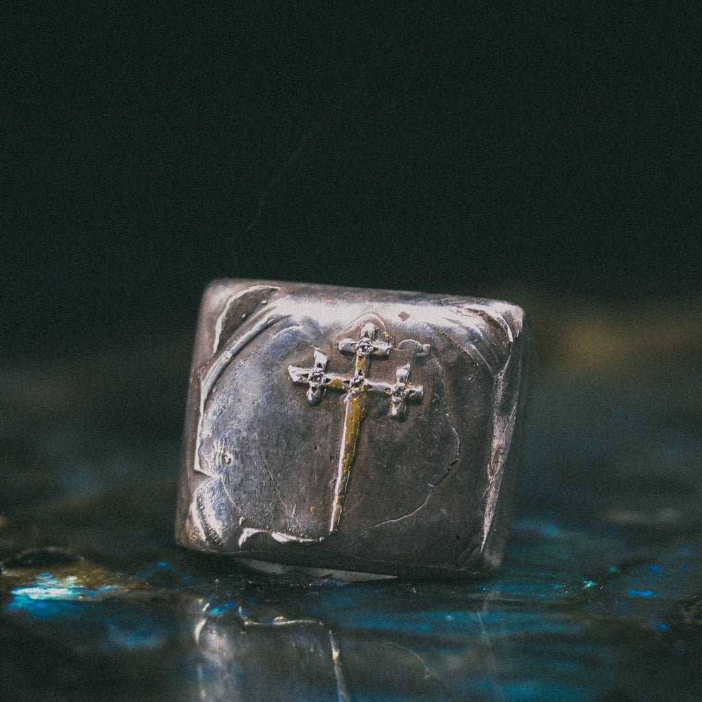 Sword of the Righteous Signet Ring with Diamonds in Sterling Silver and 23K Gold: A Talisman of Power, Protection, and Courage - Machinations