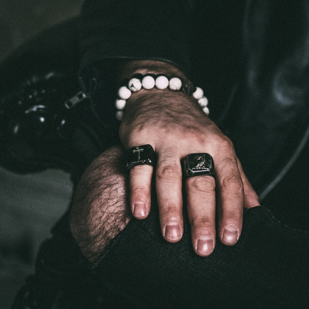 Sword of the Righteous Signet Ring with Emerald in Sterling Silver and 23K Gold: A Talisman of Power, Protection, and Inner Vision - Machinations