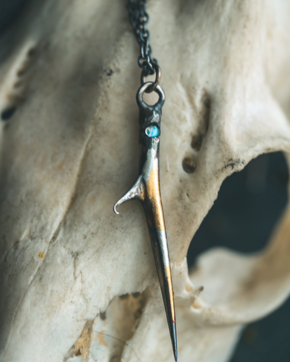 Thorn Pendant with Moonstone Cabochon, Sterling Silver & 23.5K Gold — A Talisman of Protection, Intuition, and Feminine Power - Machinations