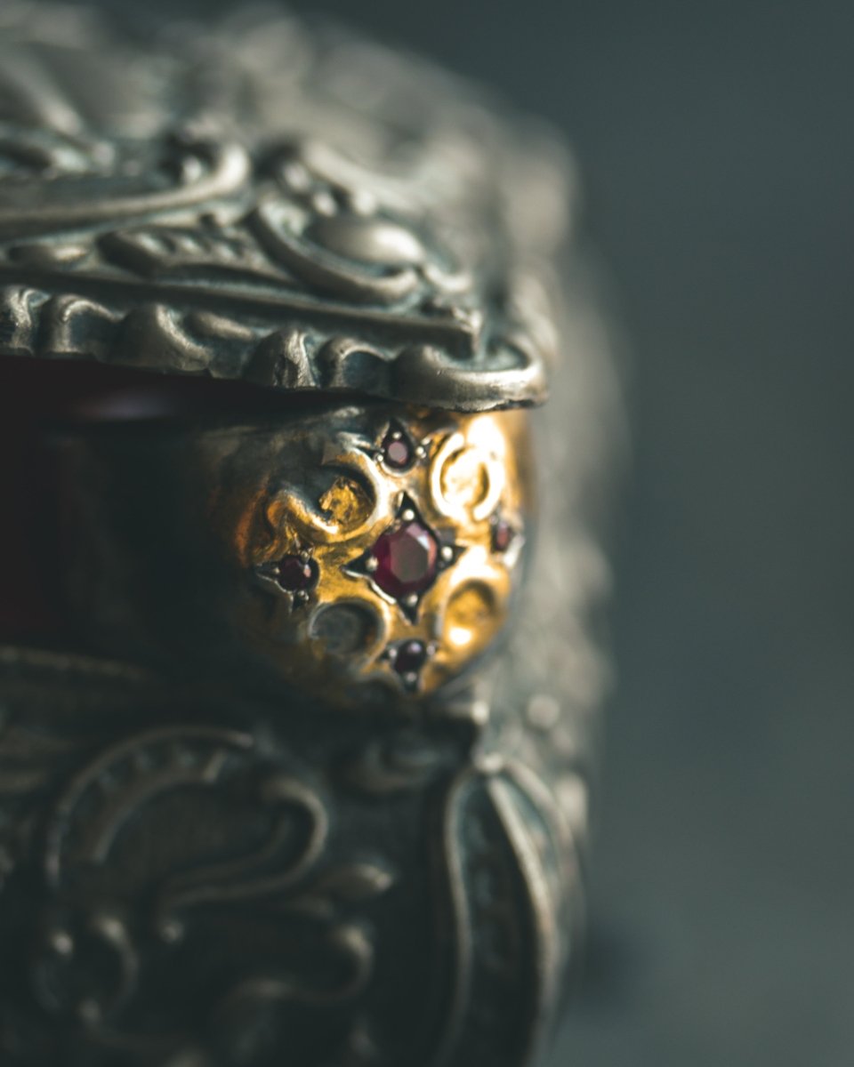 True Cross Signet Ring with Ruby – Sterling Silver & 23K Gold Talisman of Purpose, Direction & Sacred Strength - Machinations