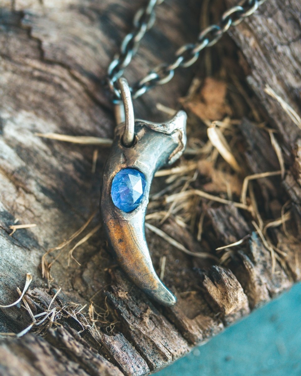 Wolf Claw Pendant with Tanzanite: Symbol of Guardianship, Transformation, and Higher Consciousness - Machinations