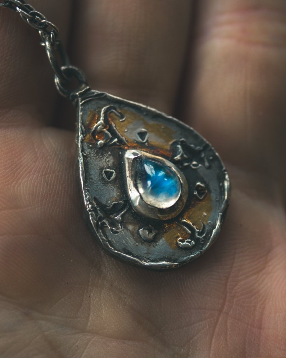 Yaga's Cabinet: Mara Root Wisdom Amulet | Sterling Silver | Blue Flash Moonstone | Root Symbolism - Machinations