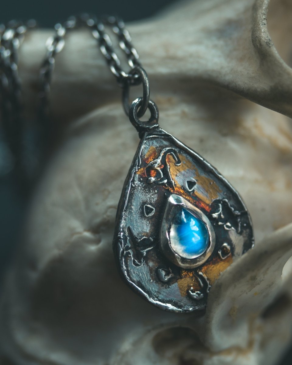 Yaga's Cabinet: Mara Root Wisdom Amulet | Sterling Silver | Blue Flash Moonstone | Root Symbolism - Machinations