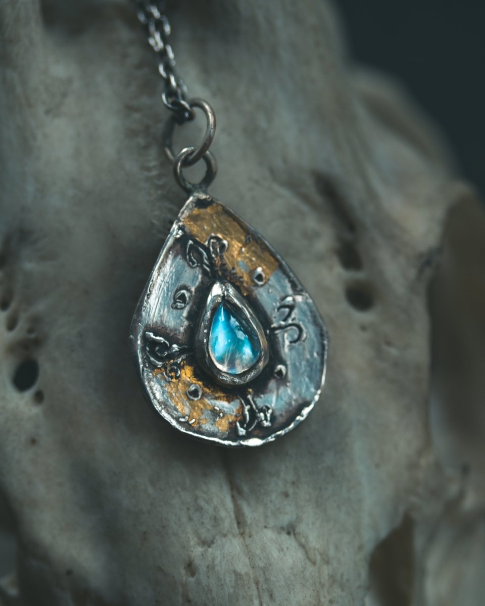 Yaga's Cabinet: Mara Root Wisdom Amulet | Sterling Silver | Blue Flash Moonstone | Root Symbolism - Machinations