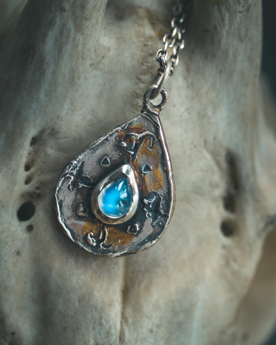 Yaga's Cabinet: Mara Root Wisdom Amulet | Sterling Silver | Blue Flash Moonstone | Root Symbolism - Machinations