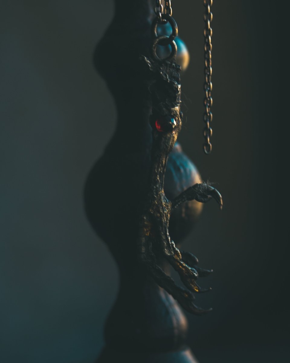 Yaga's Cabinet: Mourning Dove Divination Pendant | Sterling Silver | Almandine Garnet | Ethically Found - Machinations