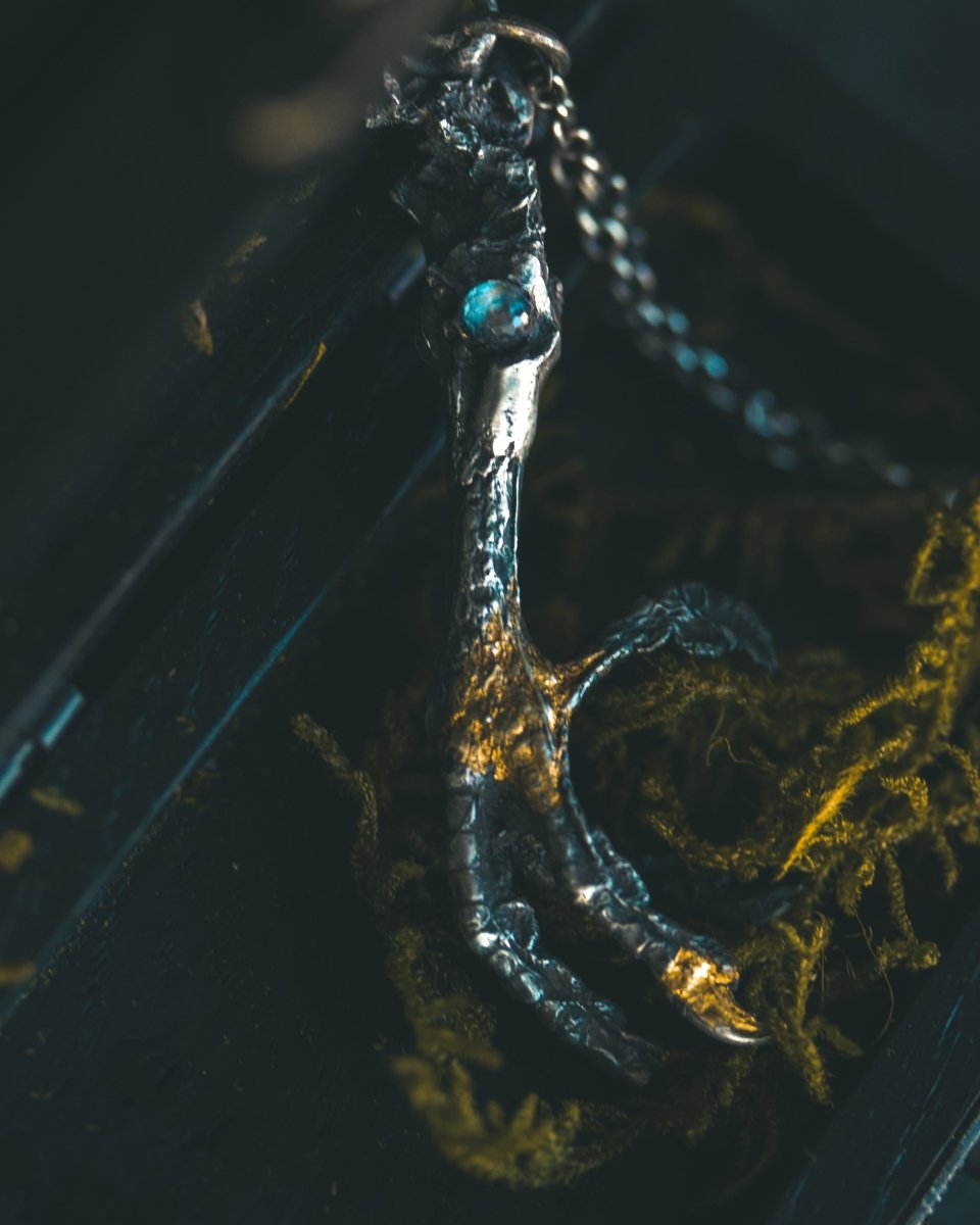 Yaga's Cabinet: Mourning Dove Divination Pendant | Sterling Silver | Rose - Cut Rainbow Moonstone | Ethically Found - Machinations