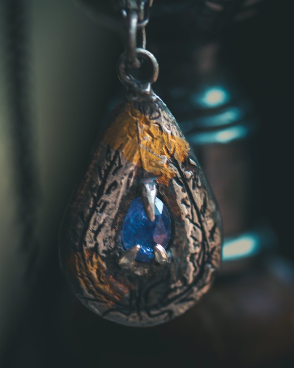 Yaga's Cabinet: Wheat & Flame Talisman | Sterling Silver | 23.5K Keum - boo Gold | Tanzanite - Machinations