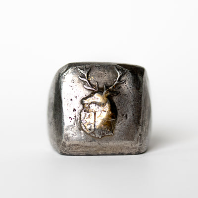 Illuminated Stag and Shield Signet Ring - Machinations
