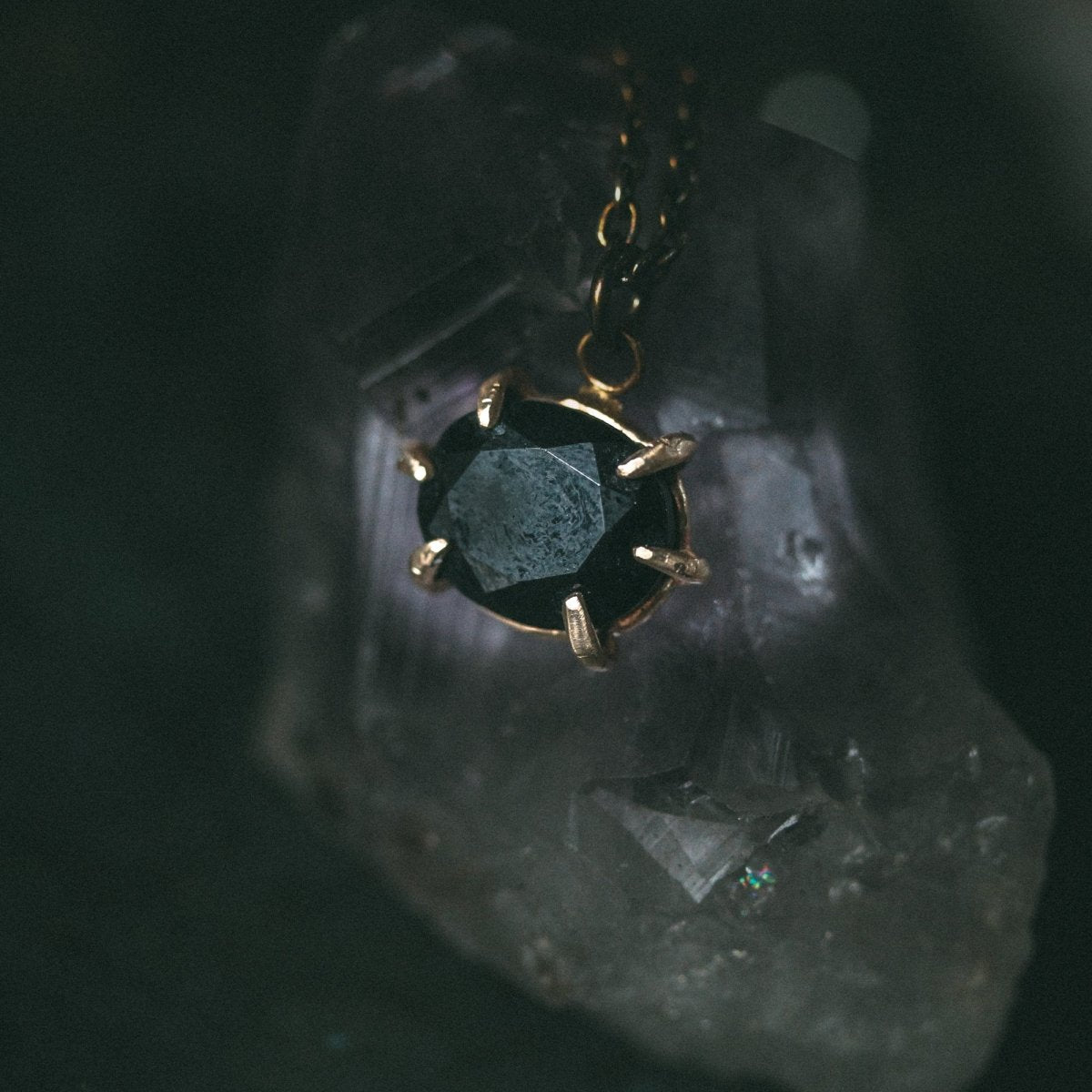 Meteoromance Black Spinel | 14K Gold & Blackened Silver | Talisman of Cosmic Power and Shadow Alchemy - Machinations